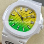 AMG Factory Customer Made Patek Philippe Nautilus PP5711 40mm Ceramics White Rubber Strap Yellow Green Dial