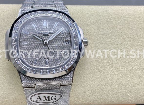 AMG PP5711 full baguette diamond silver dial