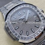 AMG Factory Patek Philippe Nautilus PP5711 40mm Baguette Diamond Bezel White Gold Diamond Diamond Silver Dial