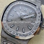 AMG Factory Patek Philippe Nautilus PP5711 40mm Baguette Diamond Bezel White Gold Diamond Diamond Silver Dial