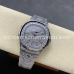 AMG Factory Patek Philippe Nautilus PP5711 40mm Baguette Diamond Bezel White Gold Diamond Diamond Silver Dial