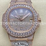 AMG PP5711 rose gold diamond baguette silver dial