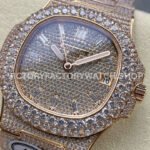 AMG Factory Patek Philippe Nautilus PP5711 40mm Diamond Bezel Rose Gold Diamond Baguette Diamond Silver Dial