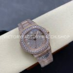 AMG Factory Patek Philippe Nautilus PP5711 40mm Diamond Bezel Rose Gold Diamond Baguette Diamond Silver Dial