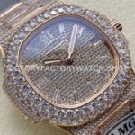 AMG Factory Patek Philippe Nautilus PP5711 40mm Diamond Bezel Rose Gold Diamond Baguette Diamond Silver Dial