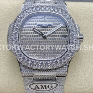 AMG PP5711 6 9 12 baguette silver dial diamond bezel