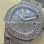 AMG Factory Patek Philippe Nautilus PP5711 40mm Diamond Bezel White Gold Diamond Baguette Diamond Silver Dial