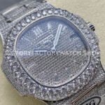 AMG Factory Patek Philippe Nautilus PP5711 40mm Diamond Bezel White Gold Diamond Baguette Diamond Silver Dial