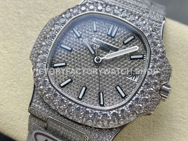 AMG Factory Patek Philippe Nautilus PP5711 40mm Diamond Bezel White GoldDiamond, Diamond Silver D (3) AMG Factory Patek Philippe Nautilus PP5711 40mm Diamond Bezel White Gold Diamond Diamond Silver Dial