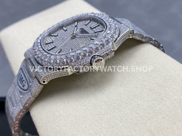 AMG Factory Patek Philippe Nautilus PP5711 40mm Diamond Bezel White GoldDiamond, Diamond Silver D (4) AMG Factory Patek Philippe Nautilus PP5711 40mm Diamond Bezel White Gold Diamond Diamond Silver Dial