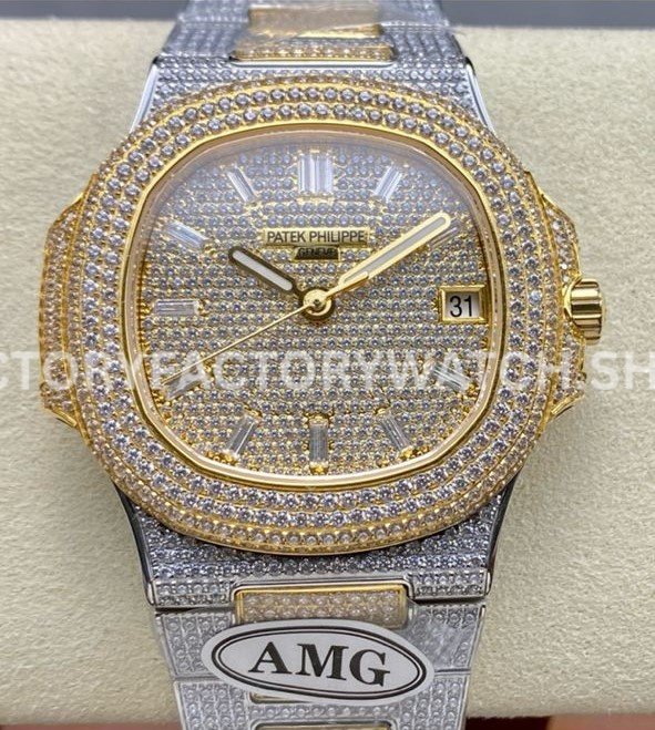 AMG PP5711 half yellow gold diamond gold dial