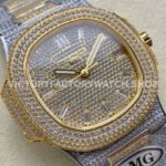 AMG Factory Patek Philippe Nautilus PP5711 40mm Small Diamond Bezel Half Yellow Gold Diamond Baguette Diamond Gold Dial