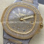 AMG Factory Patek Philippe Nautilus PP5711 40mm Small Diamond Bezel Half Yellow Gold Diamond Baguette Diamond Gold Dial
