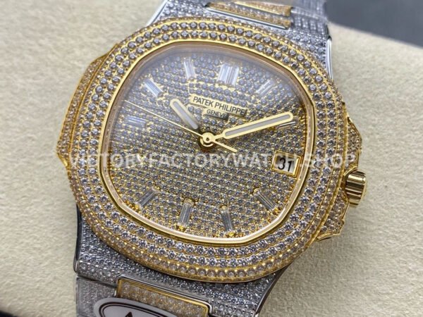 AMG Factory Patek Philippe Nautilus PP5711 40mm Small Diamond Bezel Half Yellow Gold Diamond Baguette Diamond Gold Dial