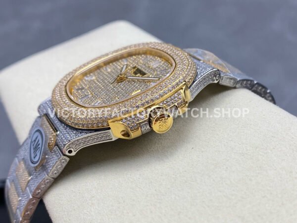AMG Factory Patek Philippe Nautilus PP5711 40mm Small Diamond Bezel Half Yellow Gold Diamond Baguette Diamond Gold Dial