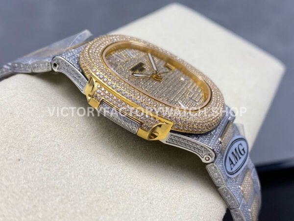 AMG Factory Patek Philippe Nautilus PP5711 40mm Small Diamond Bezel Half Yellow Gold Diamond Baguette Diamond Gold Dial