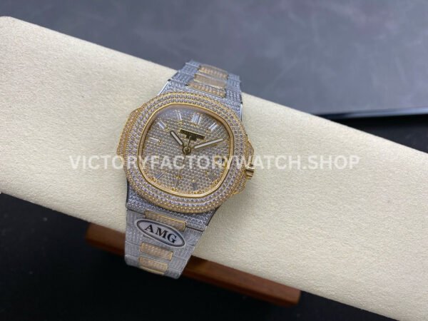 AMG Factory Patek Philippe Nautilus PP5711 40mm Small Diamond Bezel Half Yellow Gold Diamond Baguette Diamond Gold Dial