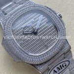 AMG Factory Patek Philippe Nautilus PP5711 40mm Small Diamond Bezel White Gold Diamond Baguette Diamond Silver Dial