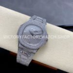 AMG Factory Patek Philippe Nautilus PP5711 40mm Small Diamond Bezel White Gold Diamond Baguette Diamond Silver Dial