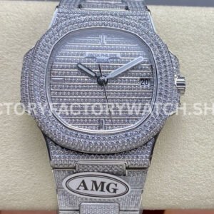 AMG PP5711 small baguette diamond bezel silver dial