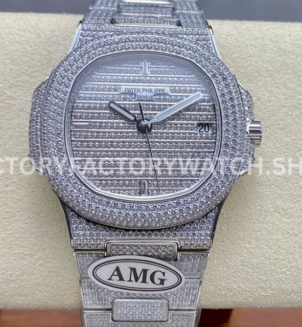 AMG PP5711 small baguette diamond bezel silver dial
