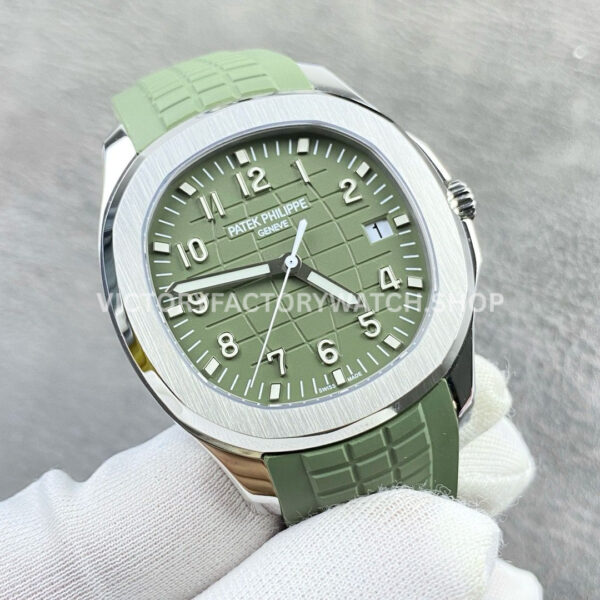 APW Factory Patek Philippe Aquanaut 5168G-010 Green Rubber Strap Arabic Numerals Green Dial (1) APW Factory Patek Philippe Aquanaut 5168G-010 42mm White Gold Green Rubber Strap Arabic Numerals Green Dial