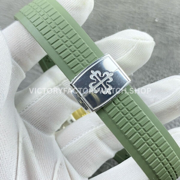APW Factory Patek Philippe Aquanaut 5168G-010 Green Rubber Strap Arabic Numerals Green Dial (4) APW Factory Patek Philippe Aquanaut 5168G-010 42mm White Gold Green Rubber Strap Arabic Numerals Green Dial