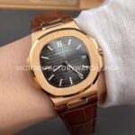 BBF Factory Patek Philippe Nautilus 5711/1R 40mm Rose Gold Brown Leather Strap Black Dial