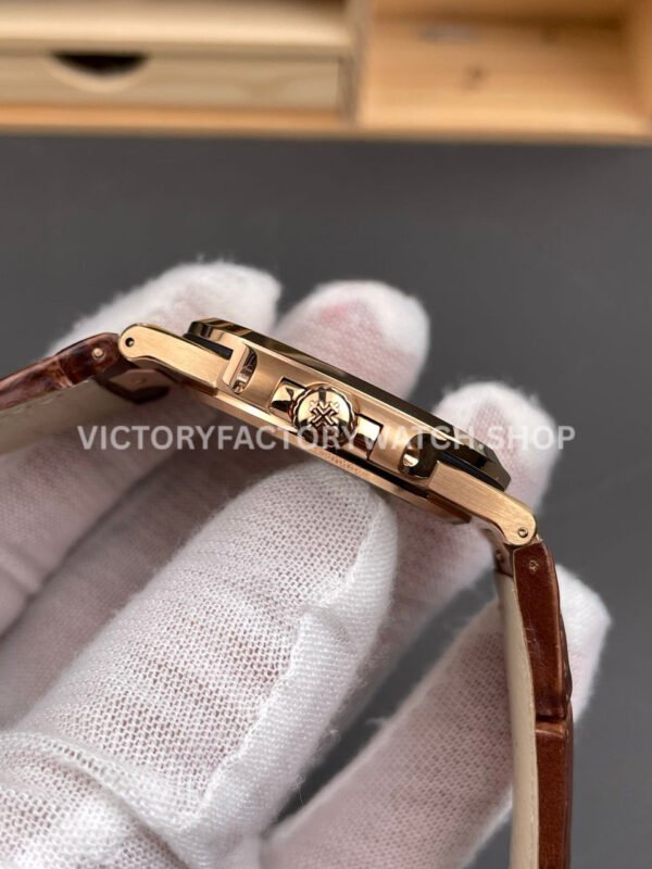 BBF Factory Patek Philippe Nautilus 5711/1R 40mm Rose Gold Brown Leather Strap Black Dial