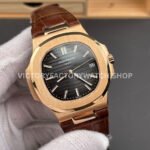 BBF Factory Patek Philippe Nautilus 5711/1R 40mm Rose Gold Brown Leather Strap Black Dial