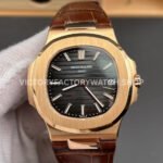 BBF Factory Patek Philippe Nautilus 5711/1R 40mm Rose Gold Brown Leather Strap Black Dial