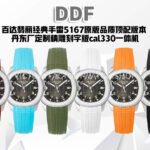 DDF Factory Patek Philippe Aquanaut 5167 40mm Steel Red Rubber Strap Arabic Numerals Black Dial
