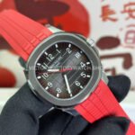 DDF Factory Patek Philippe Aquanaut 5167 40mm Steel Red Rubber Strap Arabic Numerals Black Dial