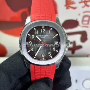 DDF Patek Philippe Aquanaut 5167 red strap black dial 40mm