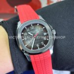 DDF Factory Patek Philippe Aquanaut 5167 40mm Steel Red Rubber Strap Arabic Numerals Black Dial