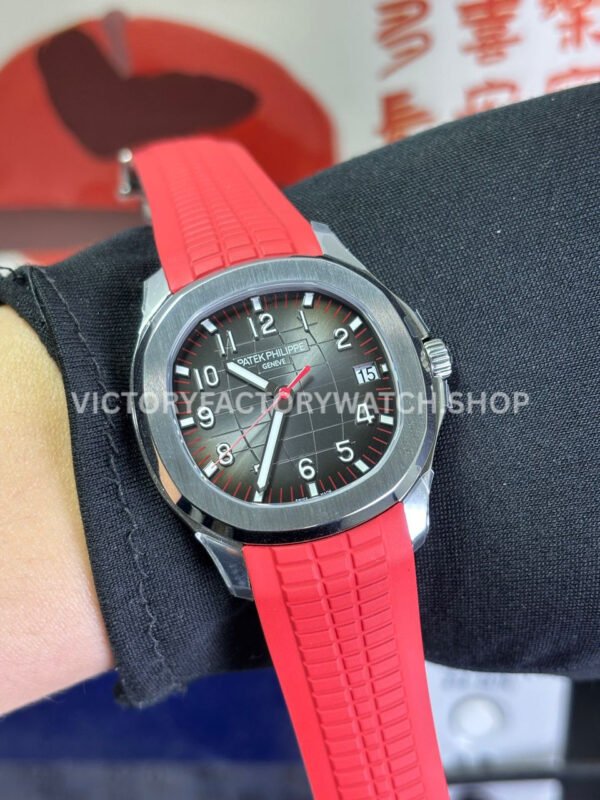 DDF Factory Patek Philippe Aquanaut 5167 40mm Steel Red Rubber Strap Arabic Numerals Black Dial