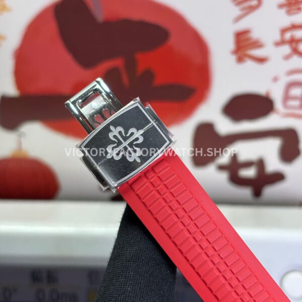 DDF Factory Patek Philippe Aquanaut 5167 40mm Steel Red Rubber Strap Arabic Numerals Black Dial