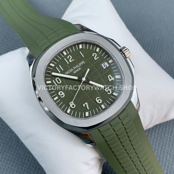 DDF Factory Patek Philippe Aquanaut 5168G-010 42mm White Gold Rubber Strap Avocado Green Dial