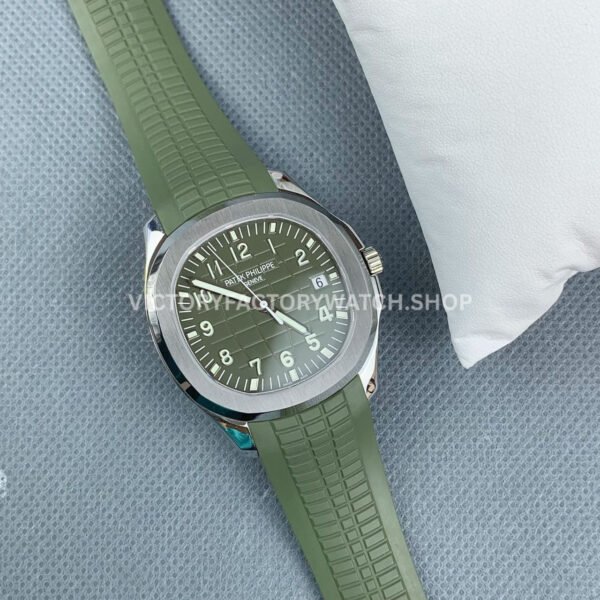 DDF Factory Patek Philippe Aquanaut 5168G-010 42mm White Gold Rubber Strap Avocado Green Dial