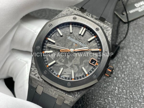 DIW Factory Audemars Piguet Royal Oak 15500 VOIDLINE 41mm Carbon Fiber Orange Line Rubber Strap Black Dial