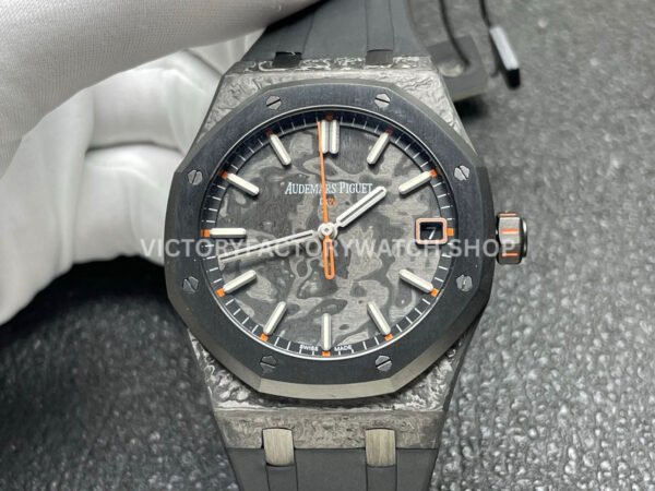 DIW Factory Audemars Piguet Royal Oak 15500 VOIDLINE 41mm Carbon Fiber Orange Line Rubber Strap Black Dial