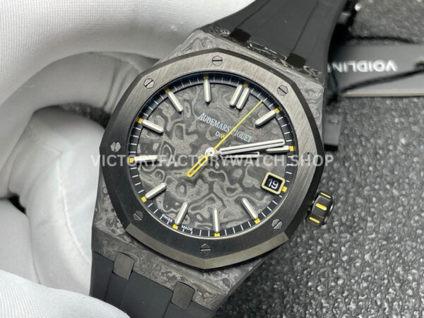 DIW Factory Audemars Piguet Royal Oak 15500 VOIDLINE 41mm Carbon Fiber Orange Line Rubber Strap Black Dial