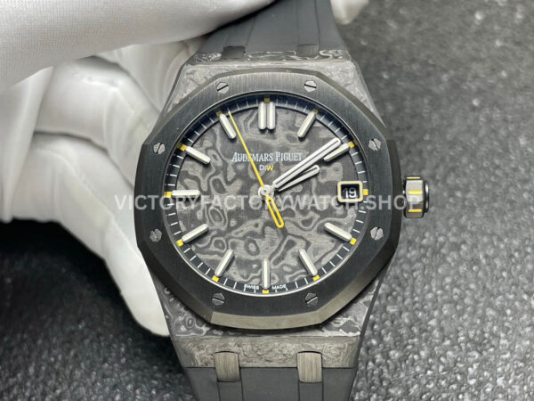 DIW Factory Audemars Piguet Royal Oak 15500 VOIDLINE 41mm Carbon Fiber Orange Line Rubber Strap Black Dial