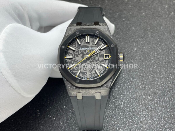 AP 15500 carbon orange accent rubber strap