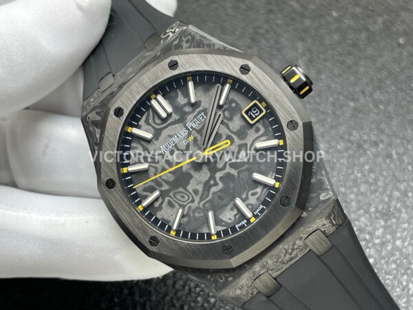 DIW Factory Audemars Piguet Royal Oak 15500 VOIDLINE 41mm Carbon Fiber Orange Line Rubber Strap Black Dial