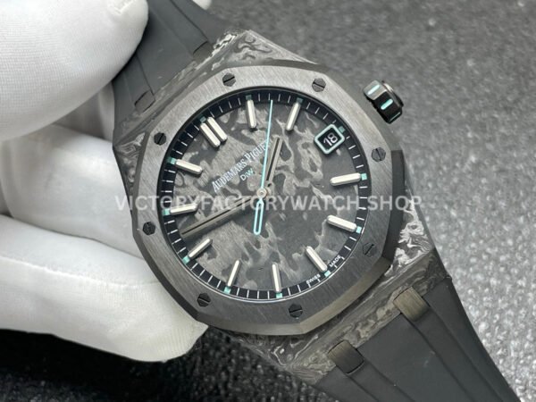 DIW Factory Audemars Piguet Royal Oak 15500 VOIDLINE 41mm Carbon Fiber Green Line Rubber Strap Black Dial