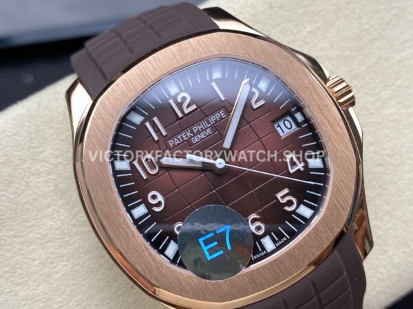 E7 Factory Patek Philippe Aquanaut 5167R-001 40mm Rose Gold Rubber Strap Brown Dial