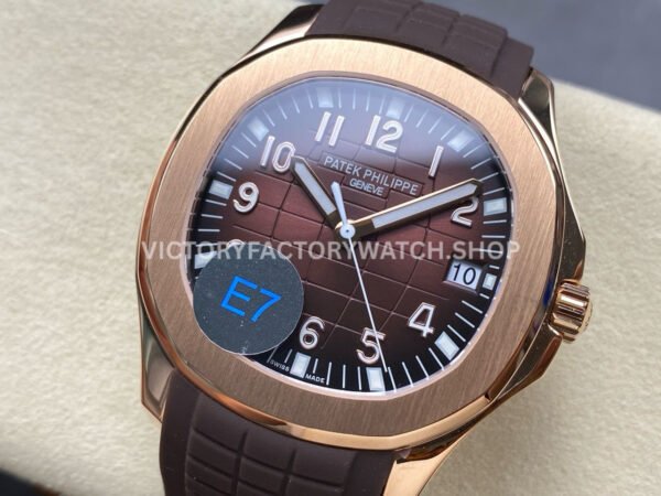 E7 Factory Patek Philippe Aquanaut 5167R-001 40mm Rose Gold Rubber Strap Brown Dial