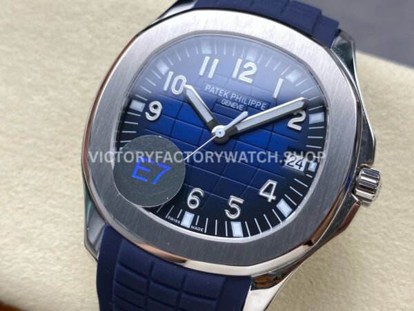 E7 Factory Patek Philippe Aquanaut 5168G-001 40mm White Gold Rubber Strap Blue Dial