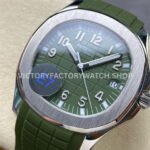 E7 Factory Patek Philippe Aquanaut 5168G-010 40mm White Gold Rubber Strap Avocado Green Dial